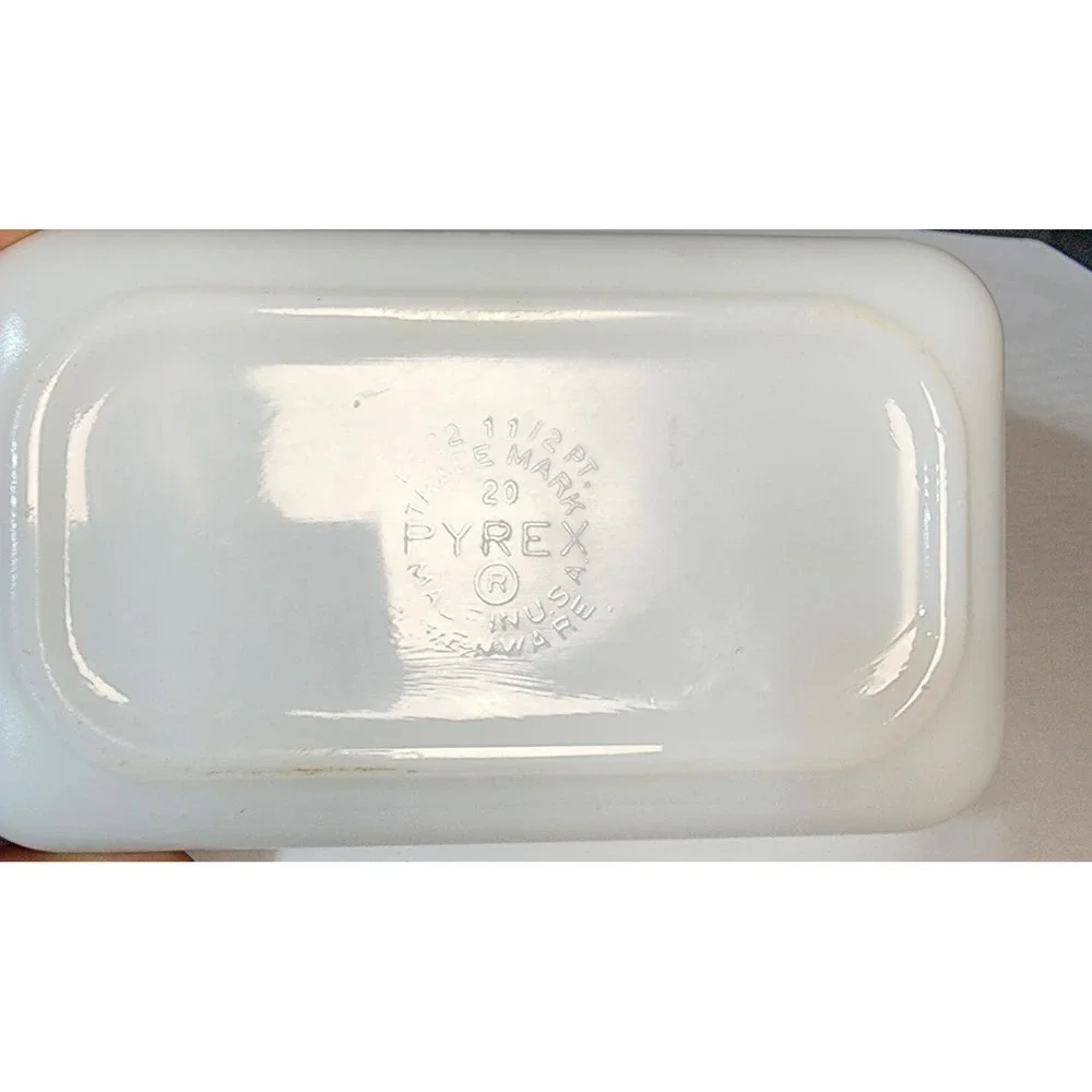 VTG Pyrex #502 TOWN & COUNTRY Refrigerator Dish & Glass‎ Lid Set DESIGN MISPRINT